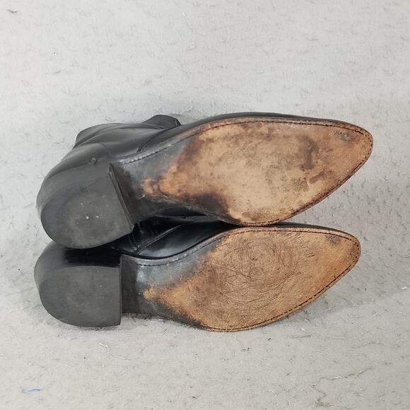 Westen Cowboy Ankle Boots Men's 11 D Black Leather - Picture 9 of 14